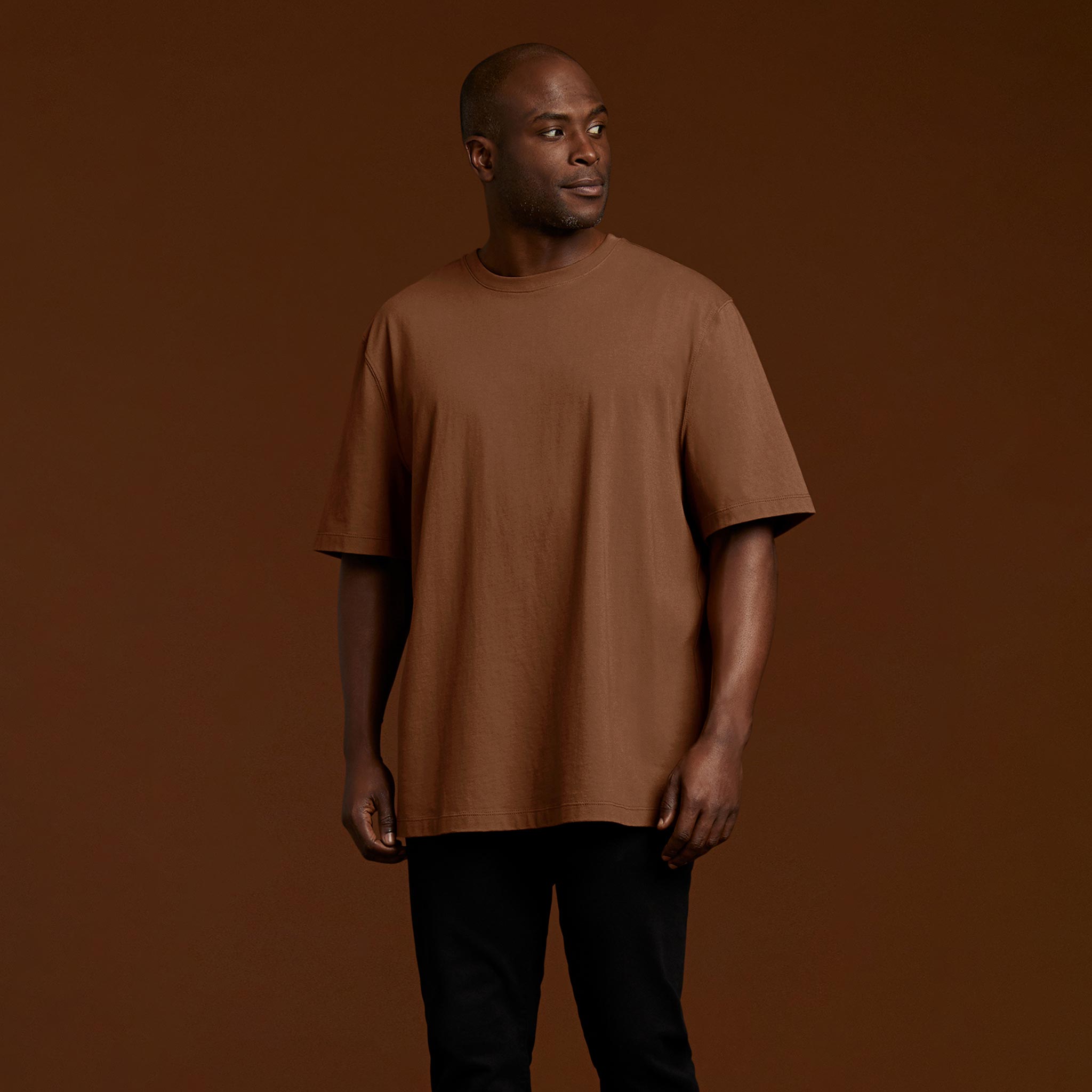 Cotton Chocolate Oversized Crop T-Shirt