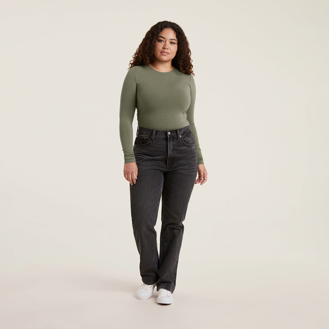 Cotton Crewneck Bodysuit | Dark Olive