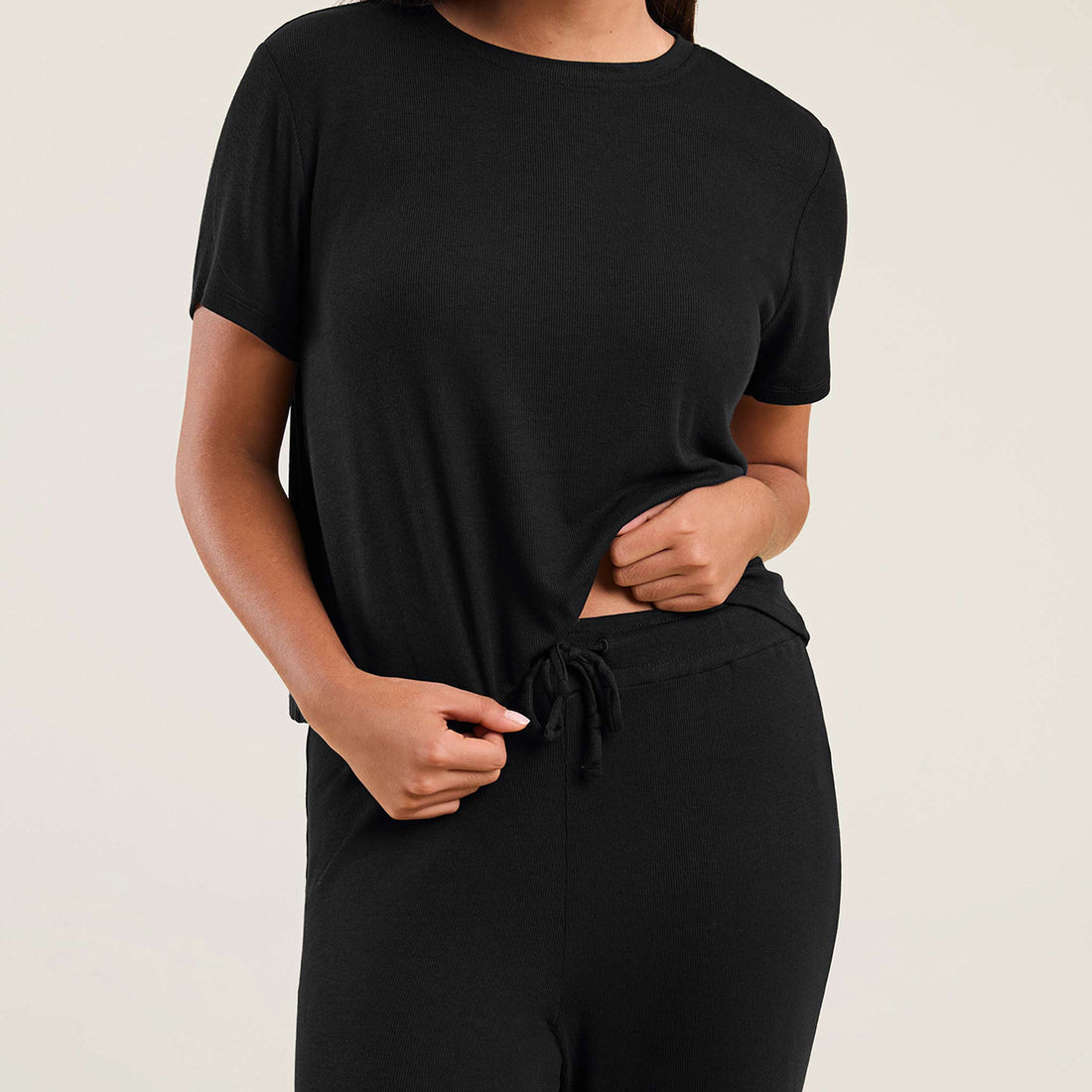 Ribbed Pajama Set | Black