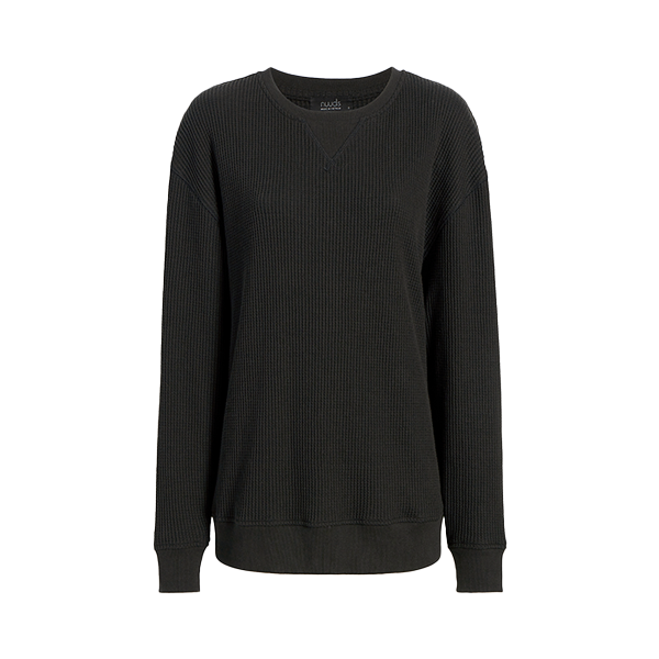 Waffle Crewneck Pullover | Black