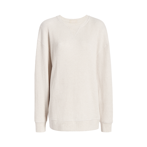 Waffle Crewneck Pullover | Heather Bone