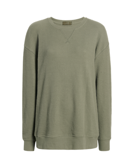 Waffle Crewneck Pullover | Olive