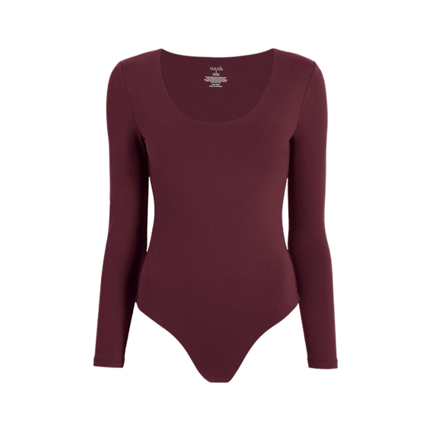 Long Sleeve Scoop Neck Bodysuit | Merlot