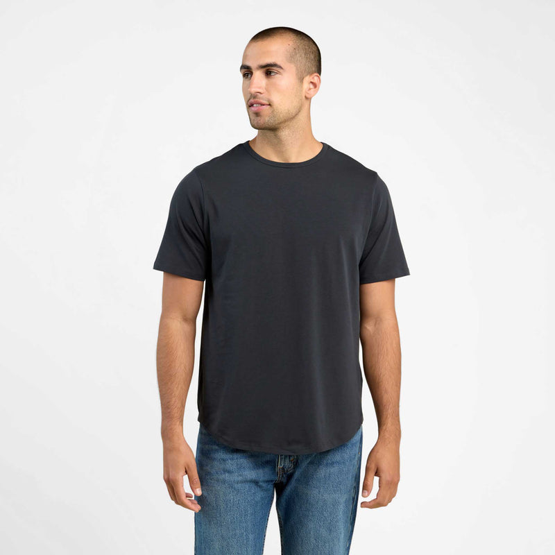 Short Sleeve Curved Hem T-Shirt | Black