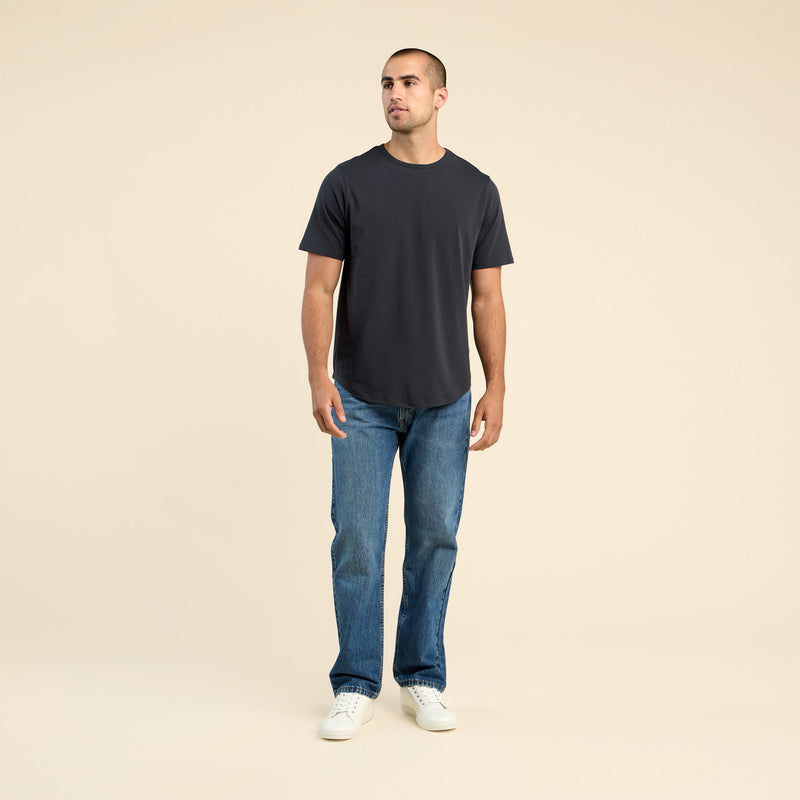 Short Sleeve Curved Hem T-Shirt | Black