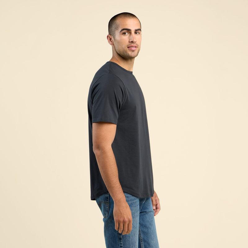 Short Sleeve Curved Hem T-Shirt | Black