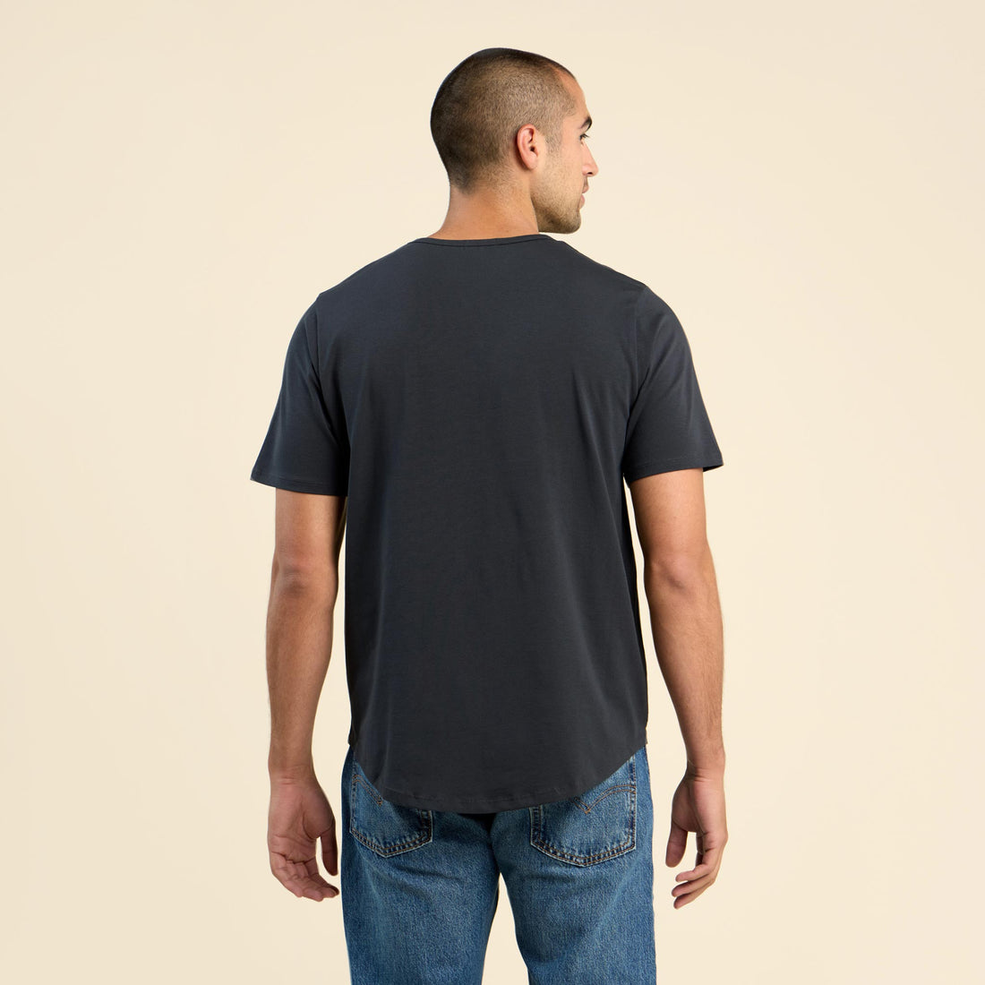 Short Sleeve Curved Hem T-Shirt | Black