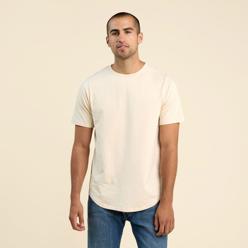 Short Sleeve Curved Hem T-Shirt | Bone