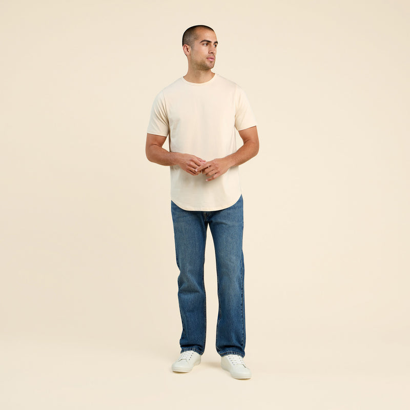 Short Sleeve Curved Hem T-Shirt | Bone