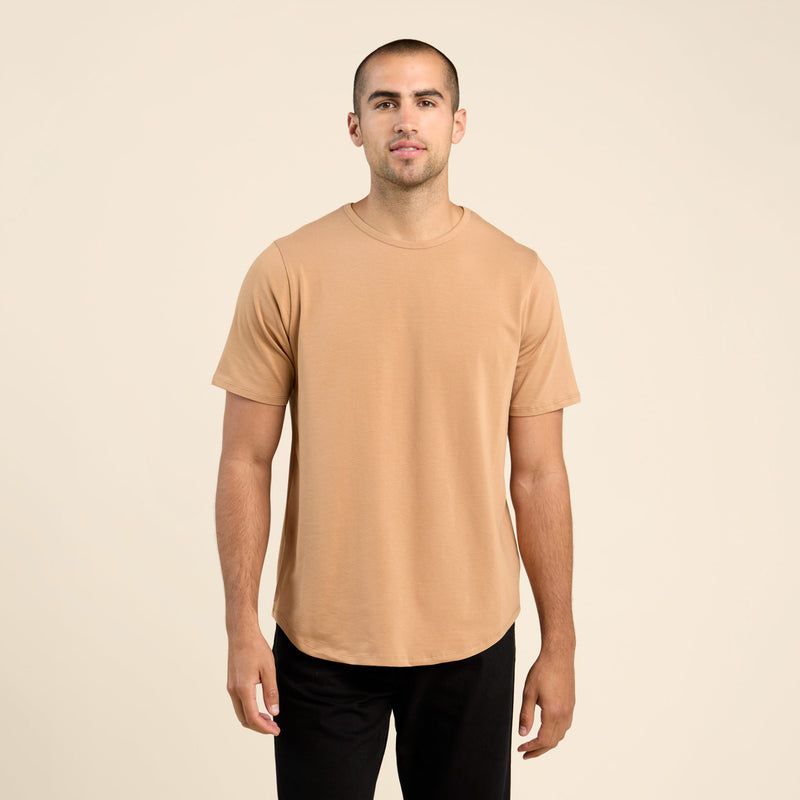 Short Sleeve Curved Hem T-Shirt | Cinnamon