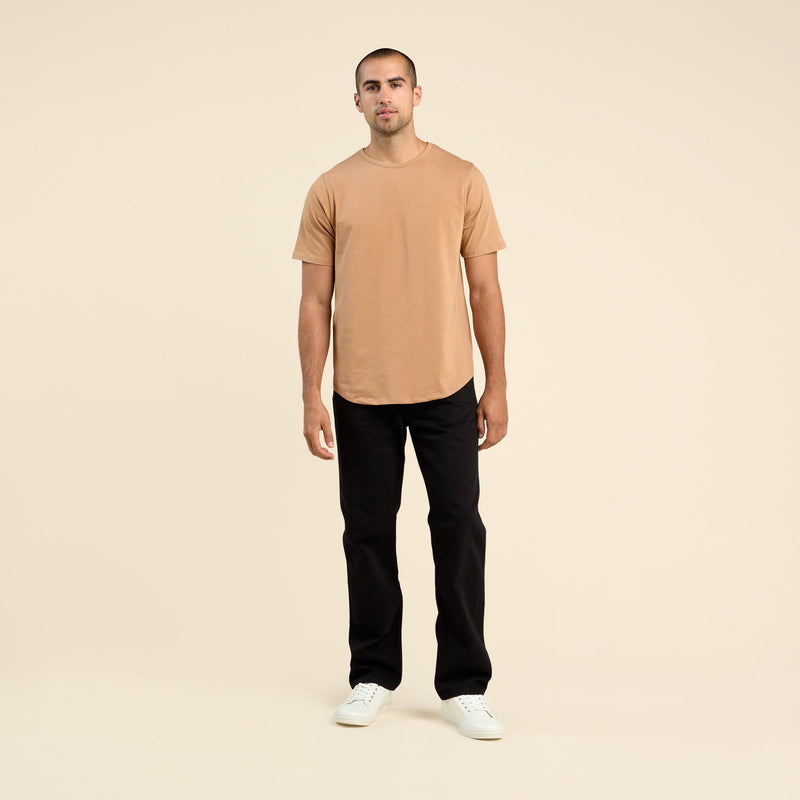 Short Sleeve Curved Hem T-Shirt | Cinnamon