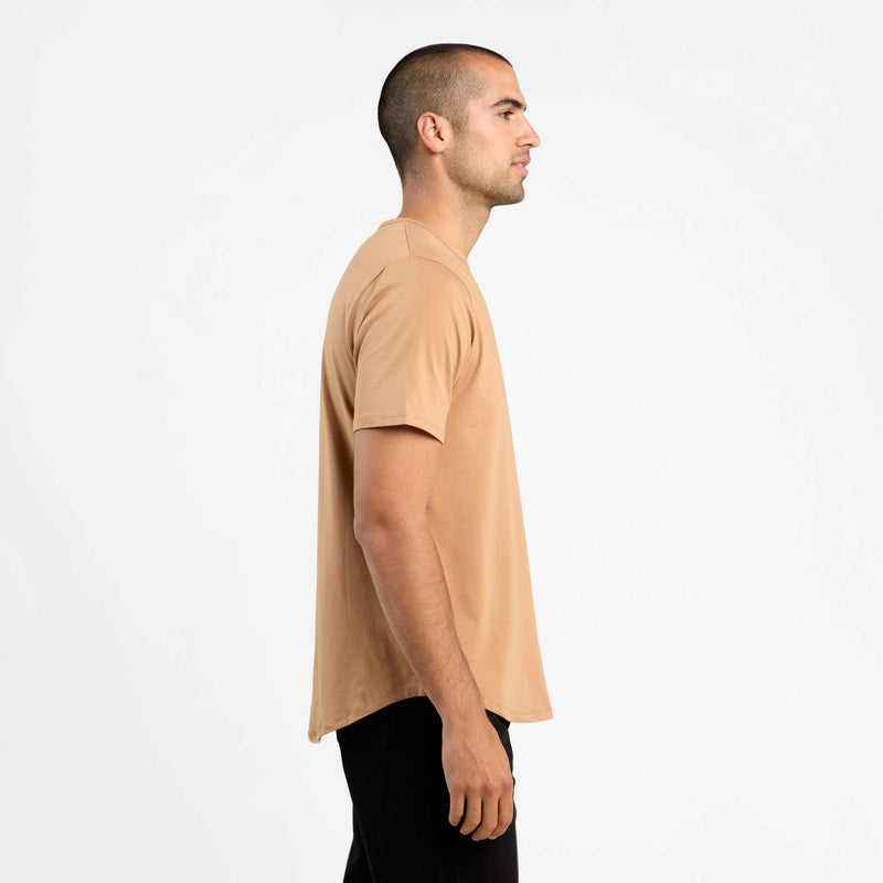 Short Sleeve Curved Hem T-Shirt | Cinnamon