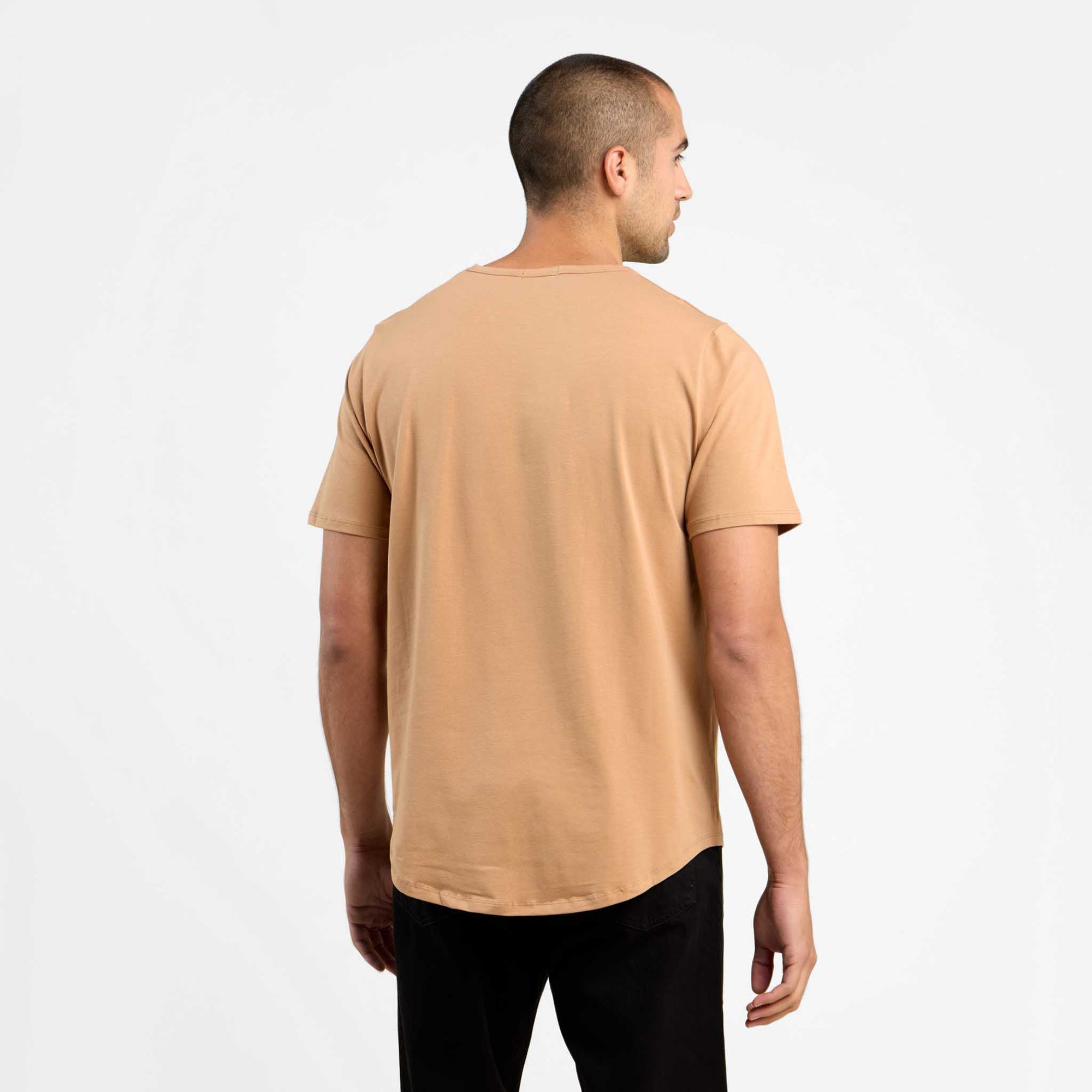 Short Sleeve Curved Hem T-Shirt | Cinnamon