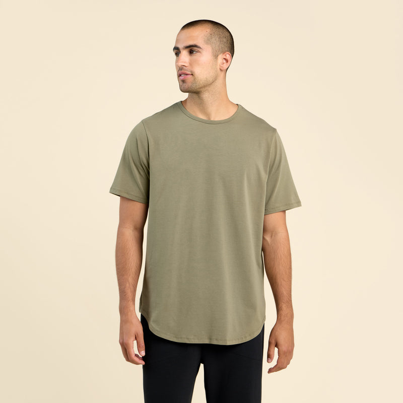 Short Sleeve Curved Hem T-Shirt | Olive