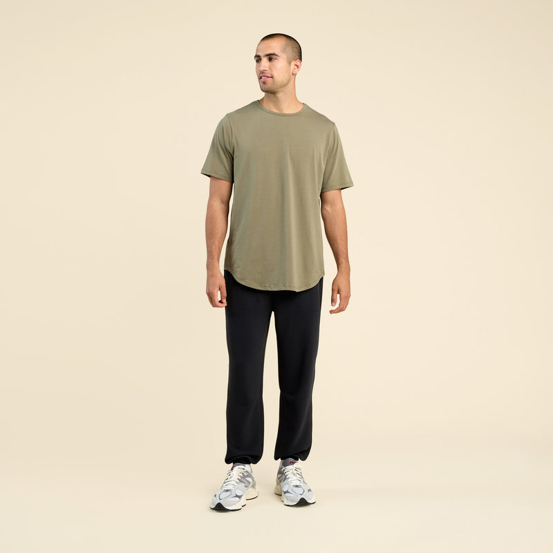 Short Sleeve Curved Hem T-Shirt | Olive