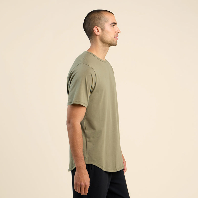 Short Sleeve Curved Hem T-Shirt | Olive