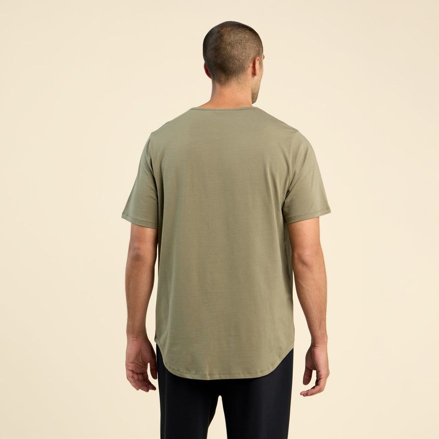 Short Sleeve Curved Hem T-Shirt | Olive