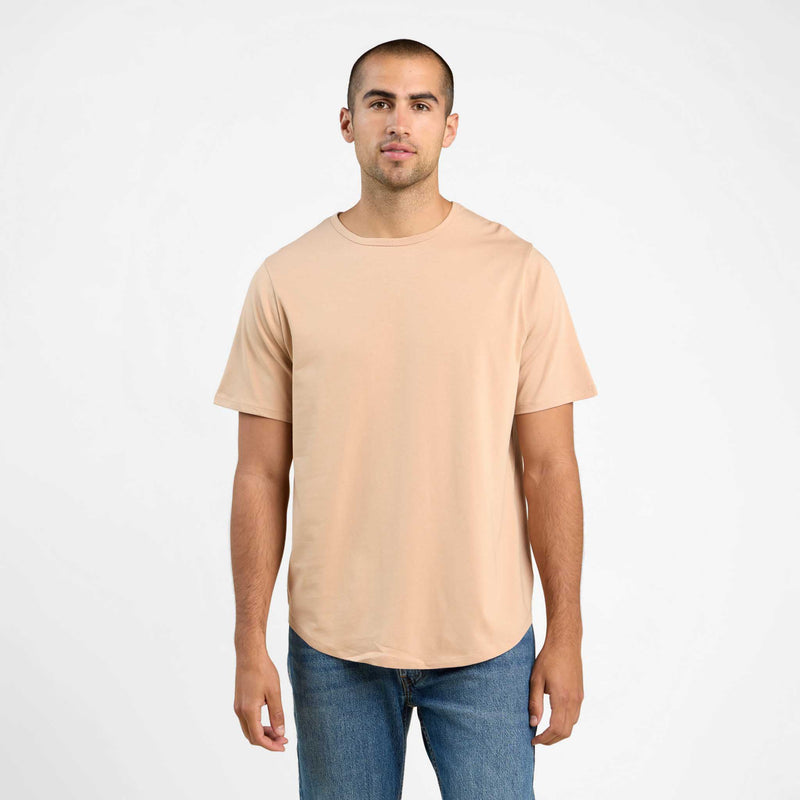 Short Sleeve Curved Hem T-Shirt | Sand