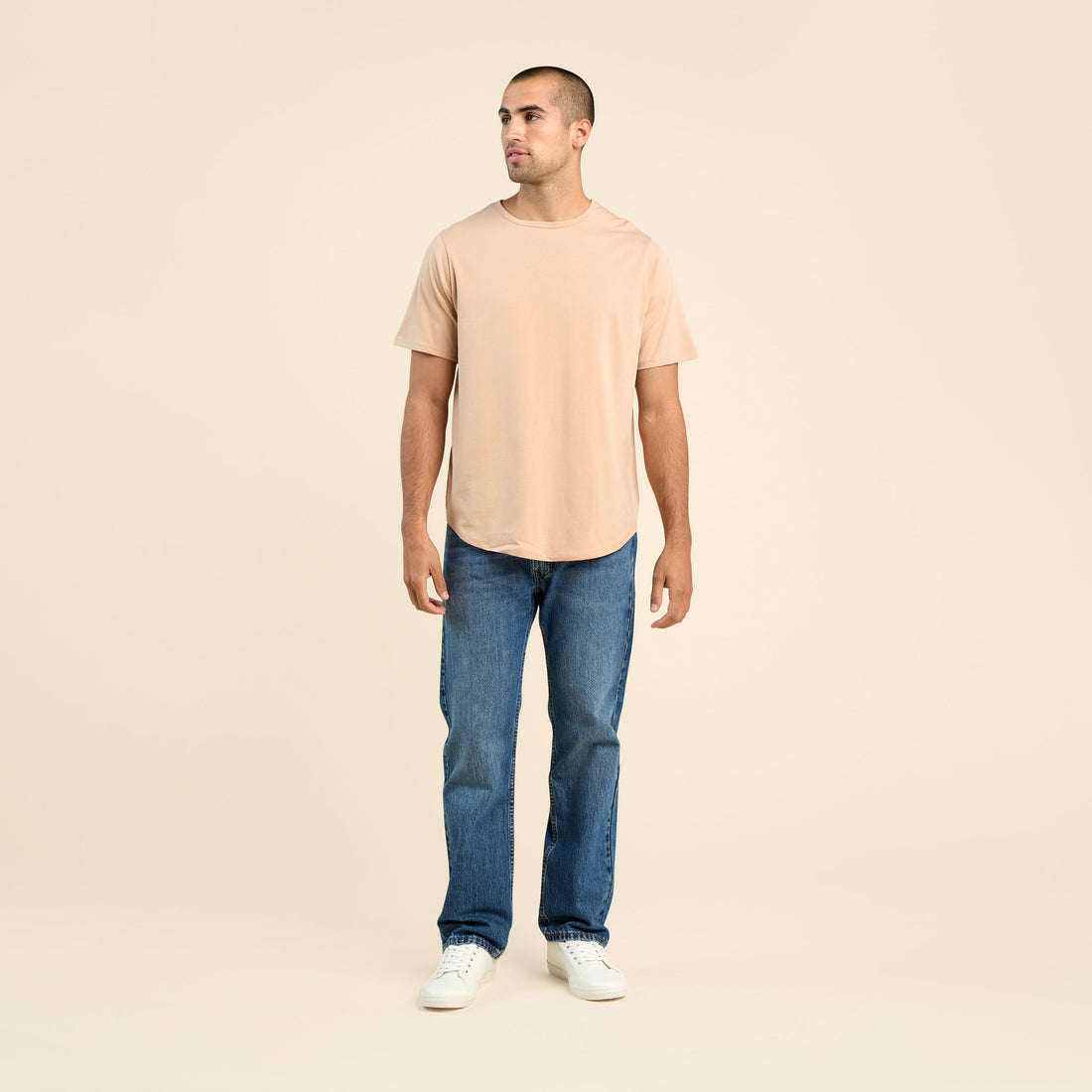 Short Sleeve Curved Hem T-Shirt | Sand