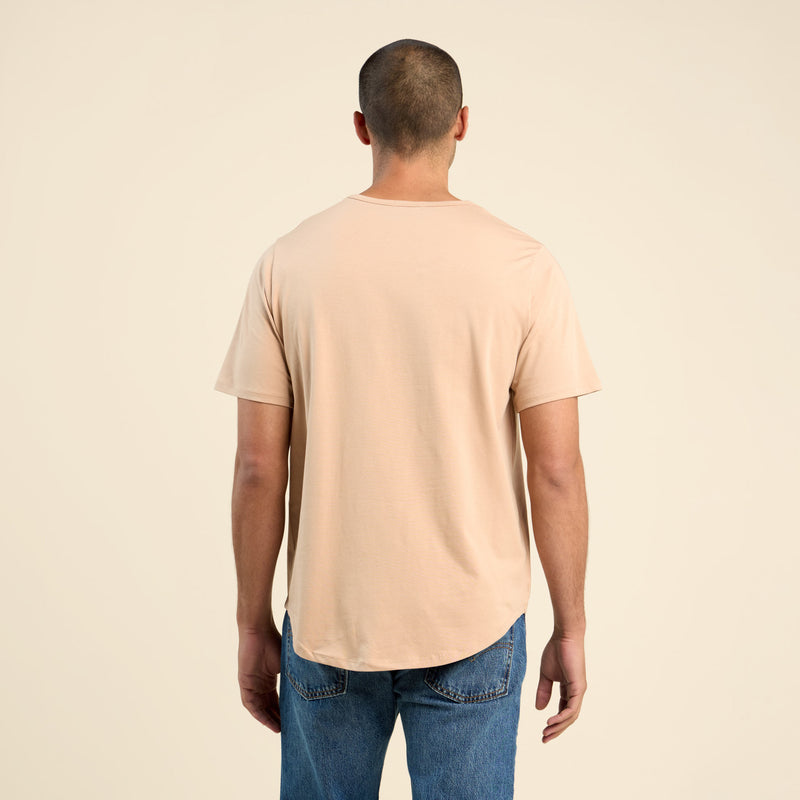 Short Sleeve Curved Hem T-Shirt | Sand