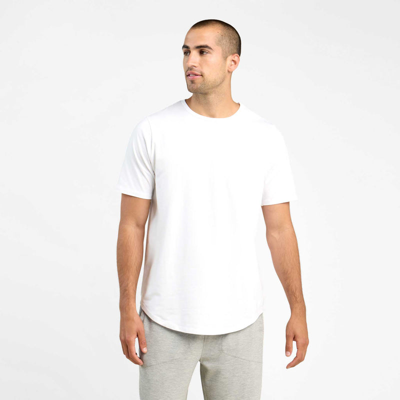 Short Sleeve Curved Hem T-Shirt | White