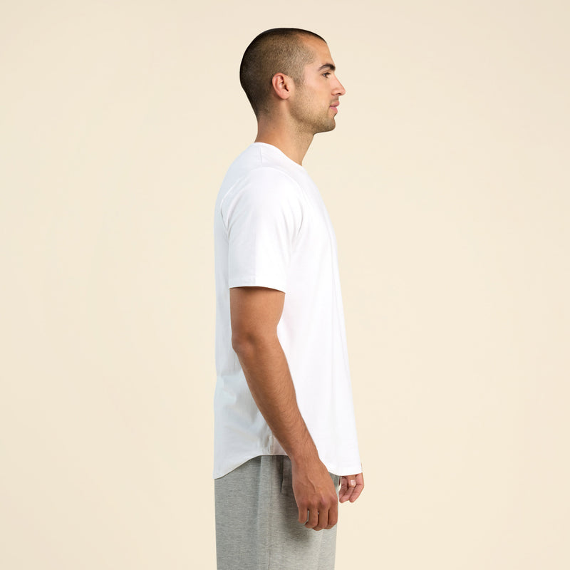 Short Sleeve Curved Hem T-Shirt | White