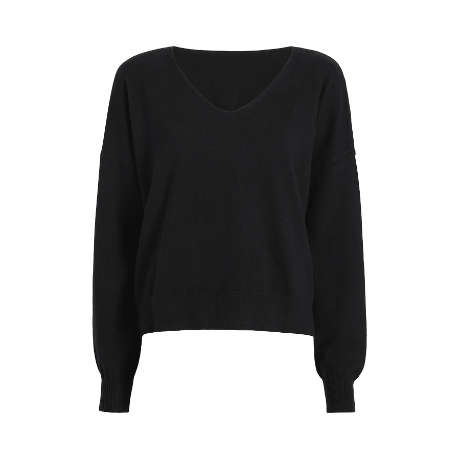 Luxe Knit V-Neck Sweater | Black