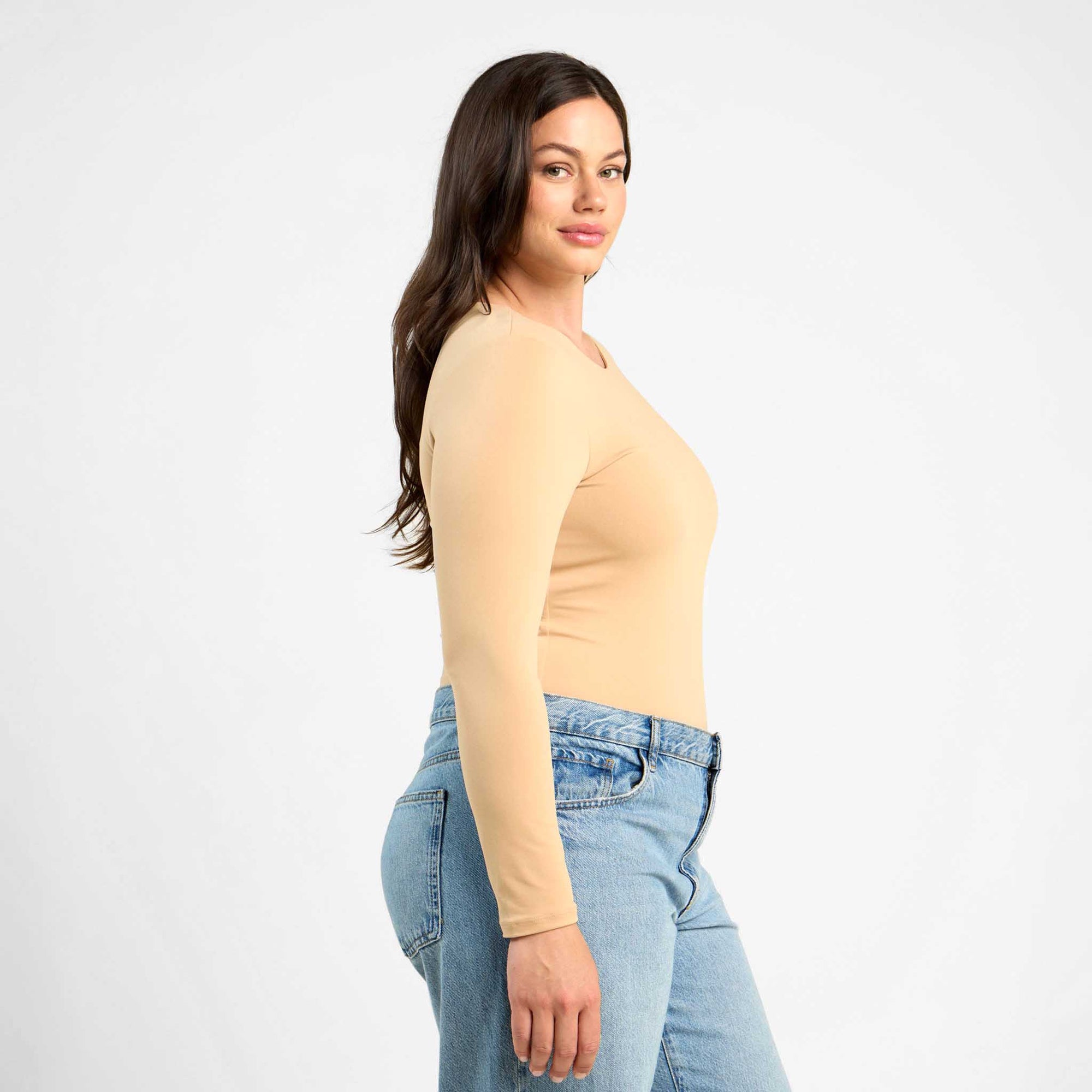 Long Sleeve Crewneck Bodysuit | Oat