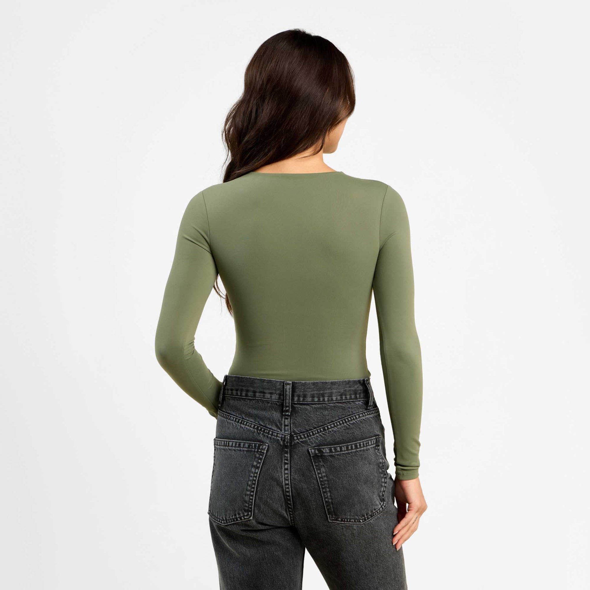 Long Sleeve Crewneck Bodysuit | Olive