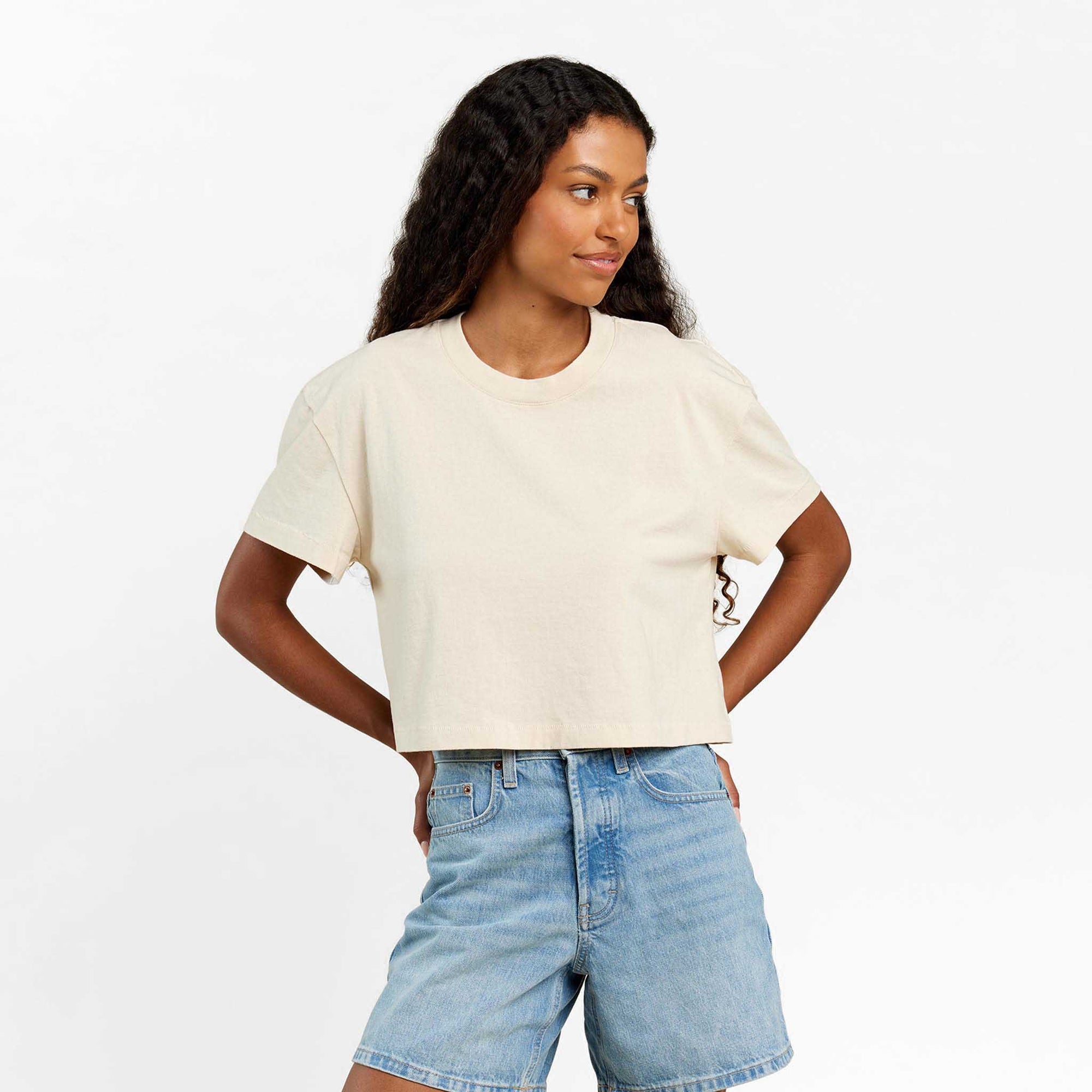 Vintage Cotton Cropped Tee | Bone