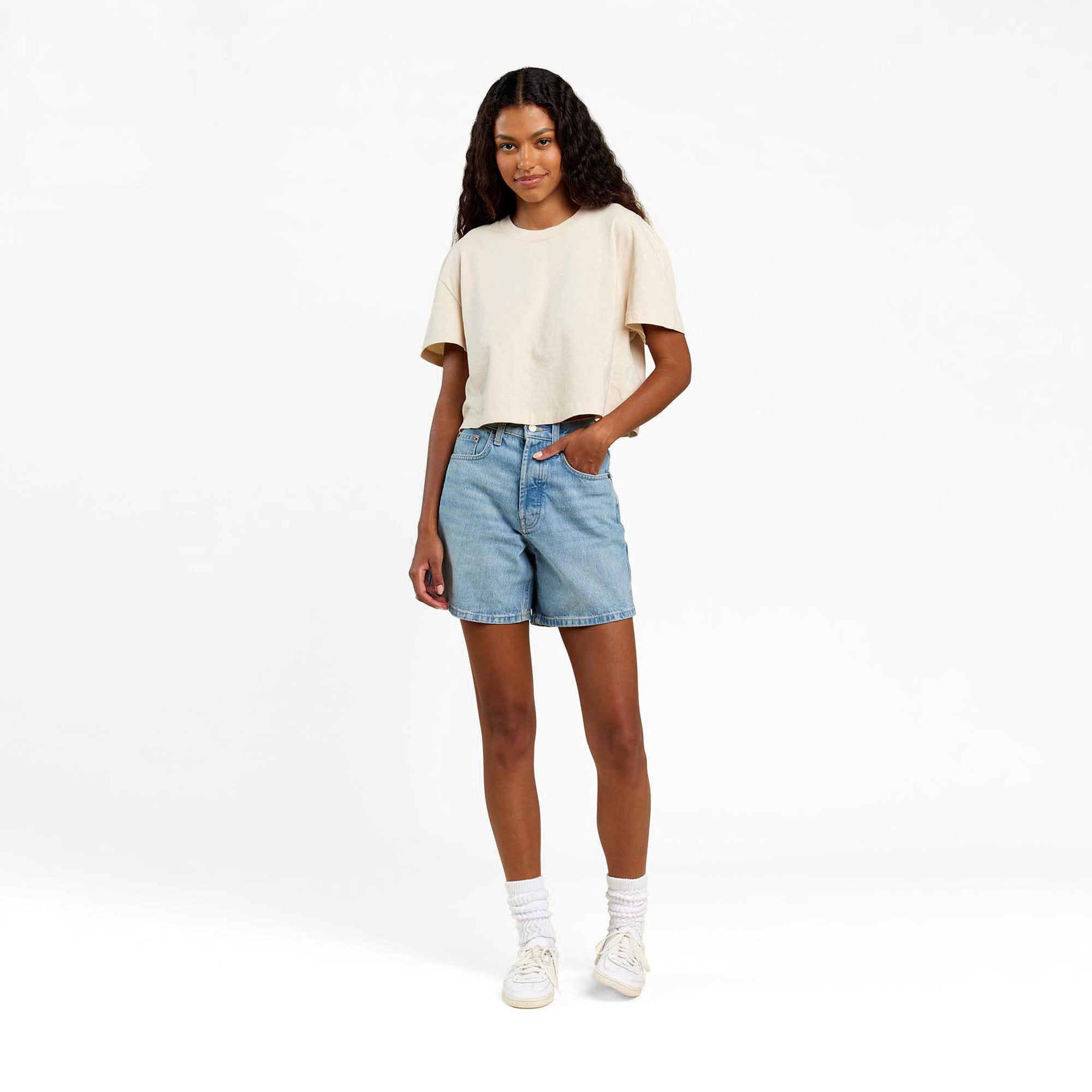 Vintage Cotton Cropped Tee | Bone