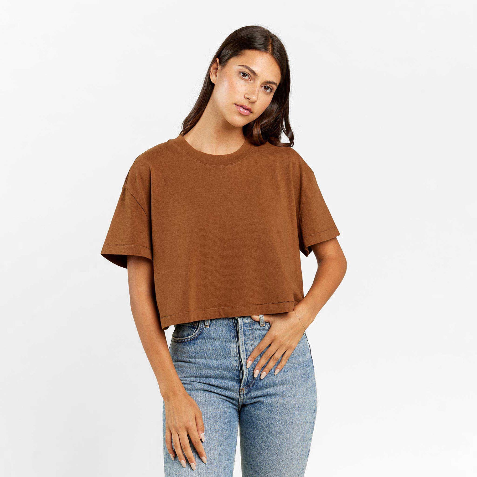 Vintage Cotton Cropped Tee | Chocolate