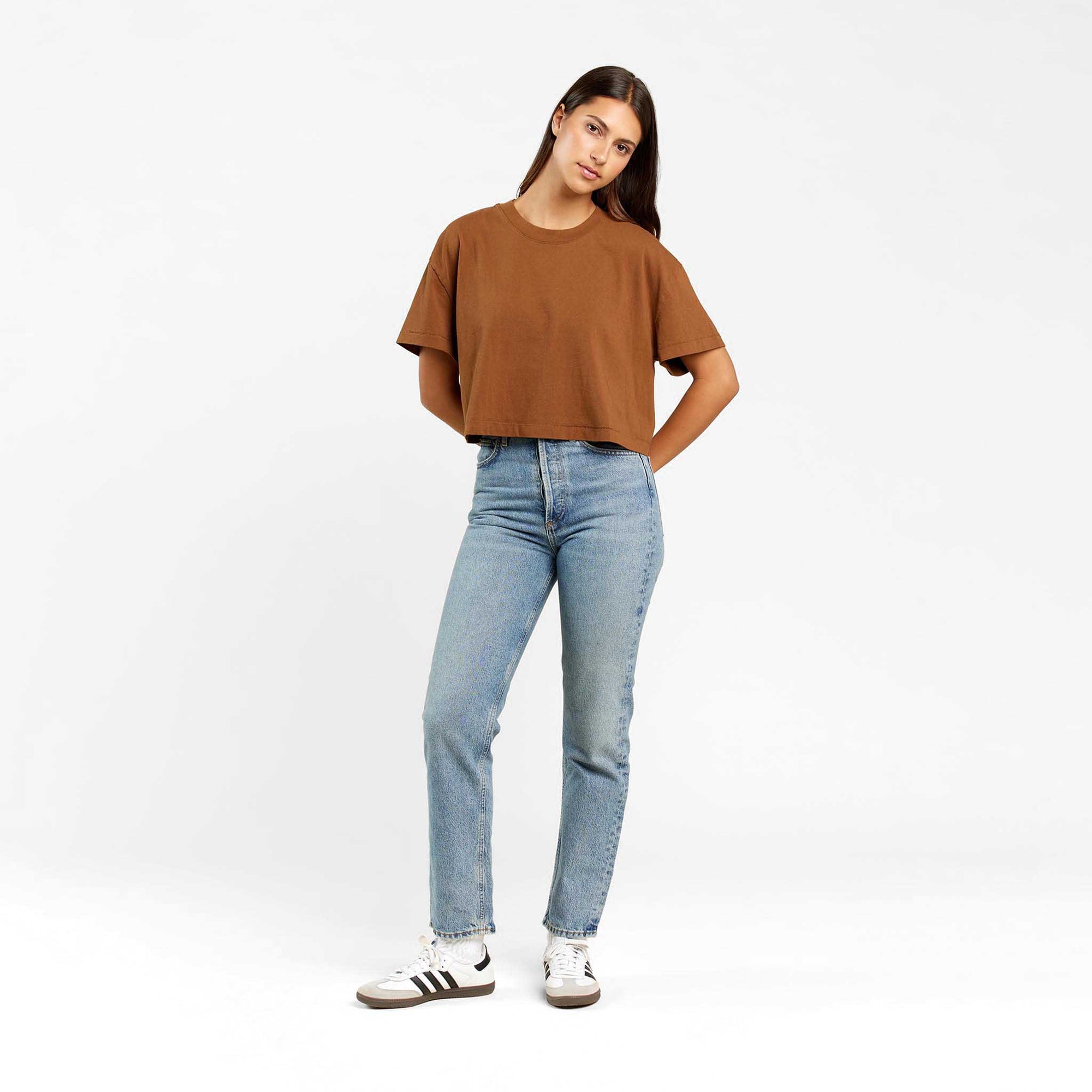 Vintage Cotton Cropped Tee | Chocolate