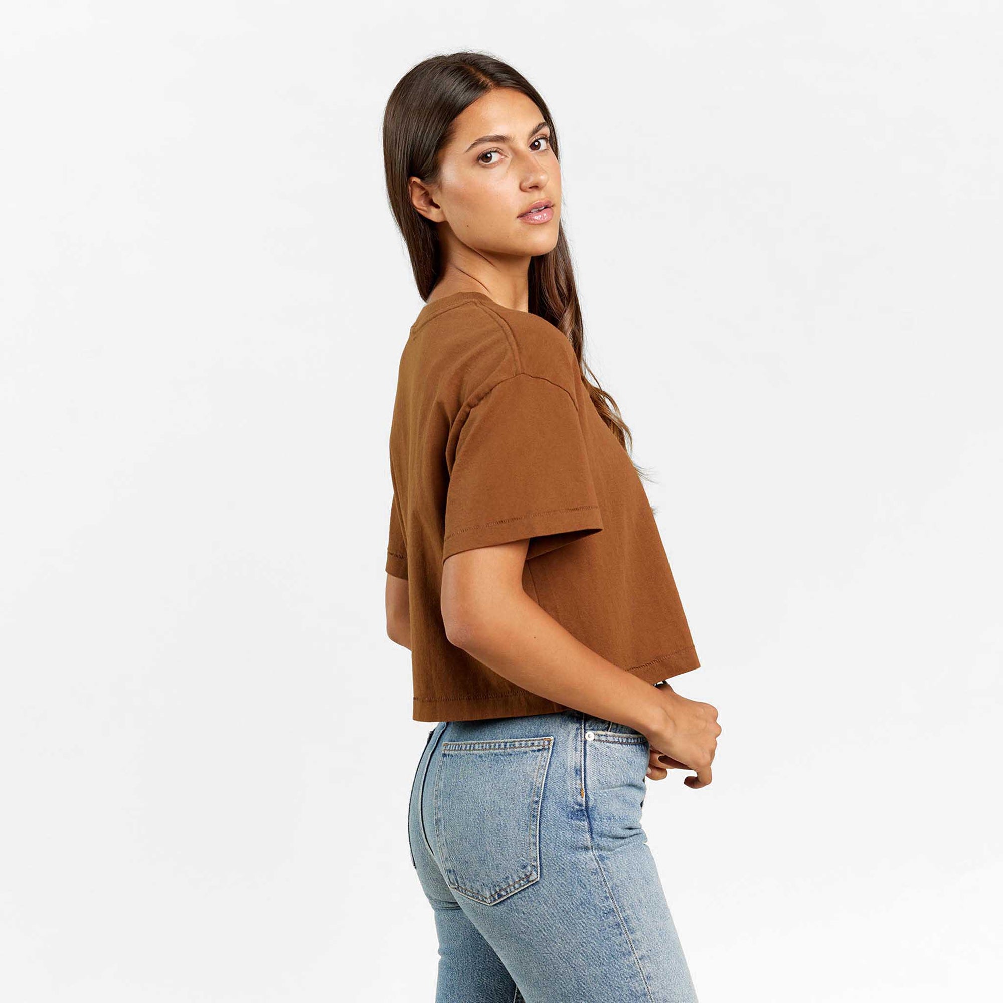 Vintage Cotton Cropped Tee | Chocolate