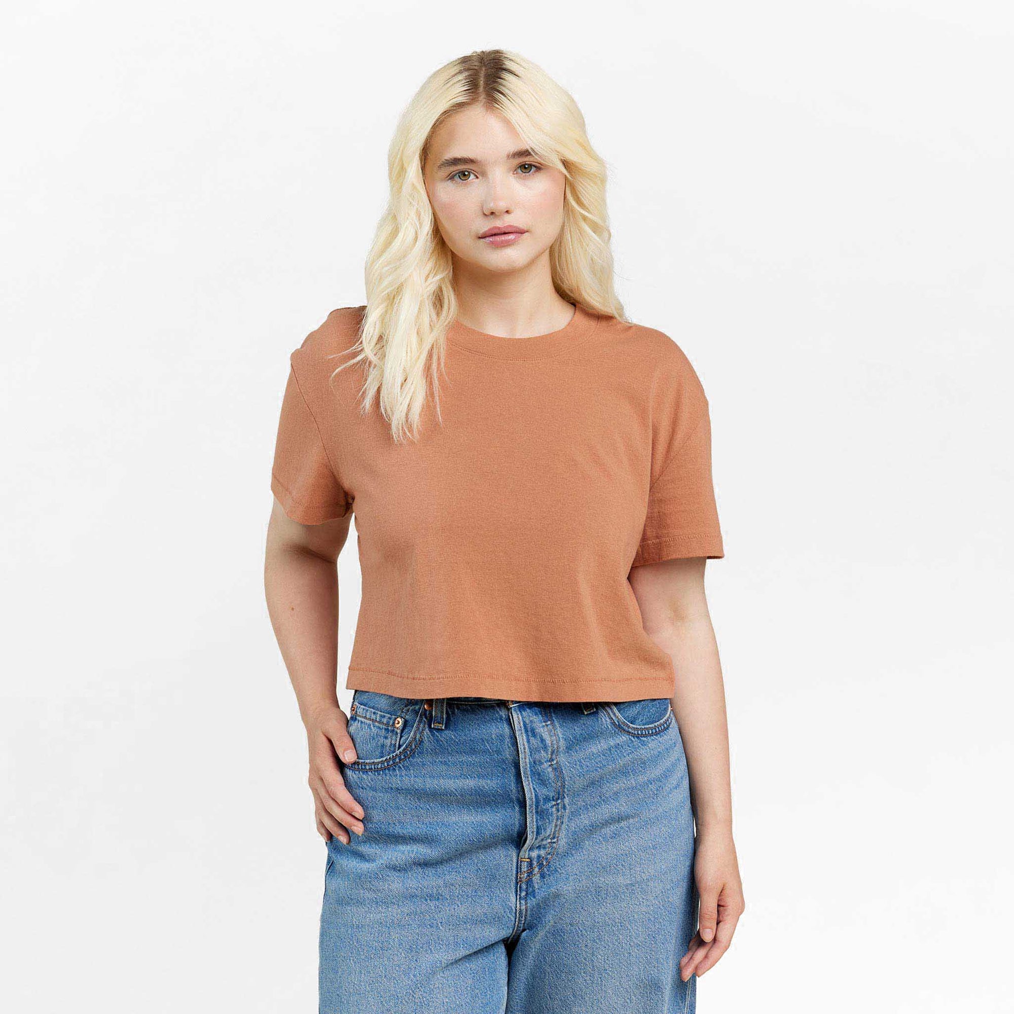 Vintage Cotton Cropped Tee | Clay