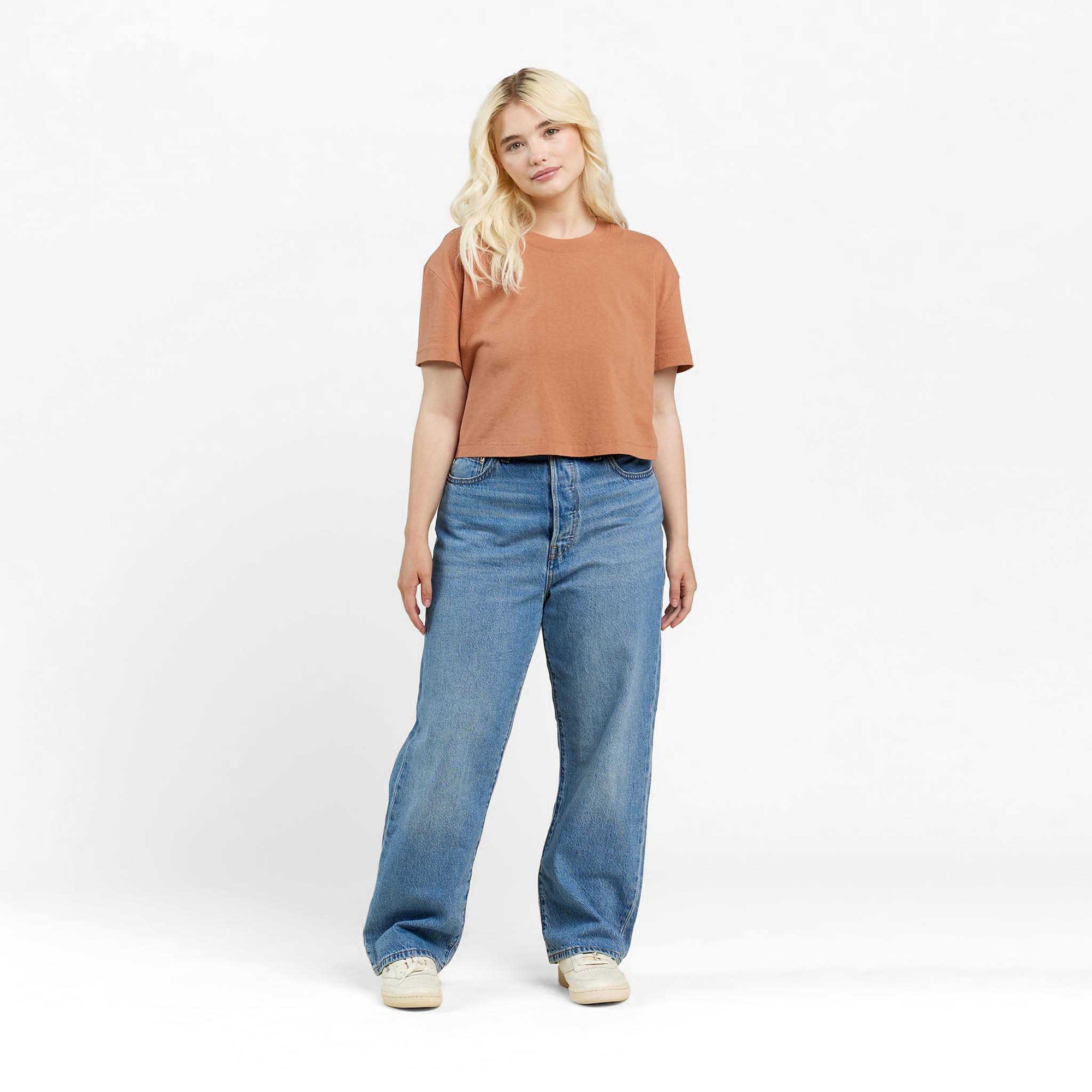 Vintage Cotton Cropped Tee | Clay