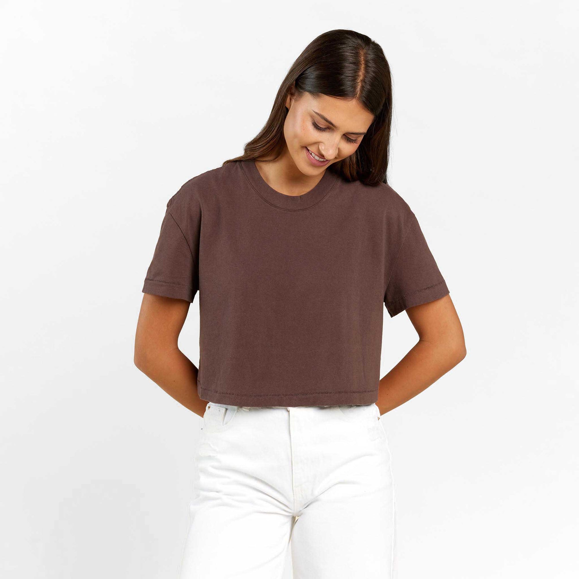 Vintage Cotton Cropped Tee | Coffee