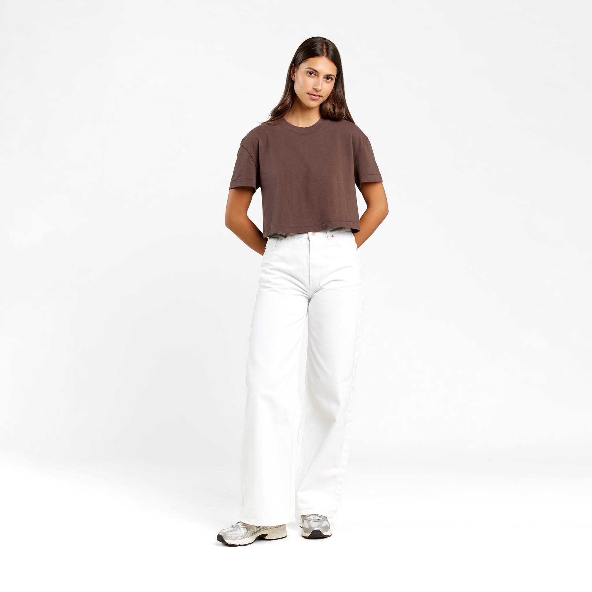 Vintage Cotton Cropped Tee | Coffee