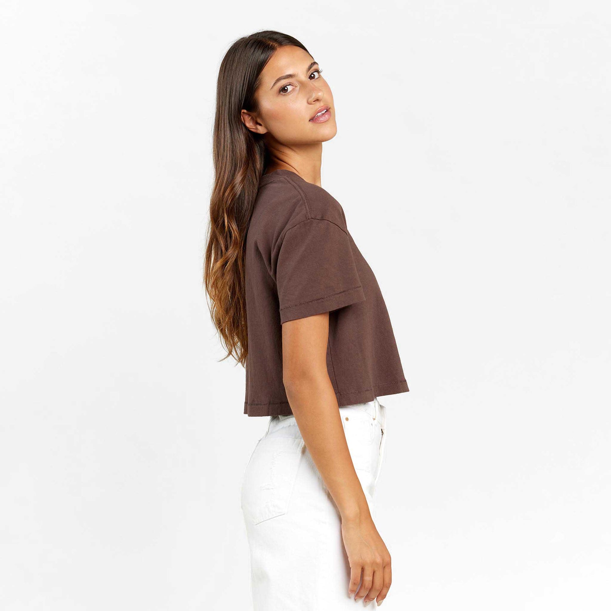 Vintage Cotton Cropped Tee | Coffee