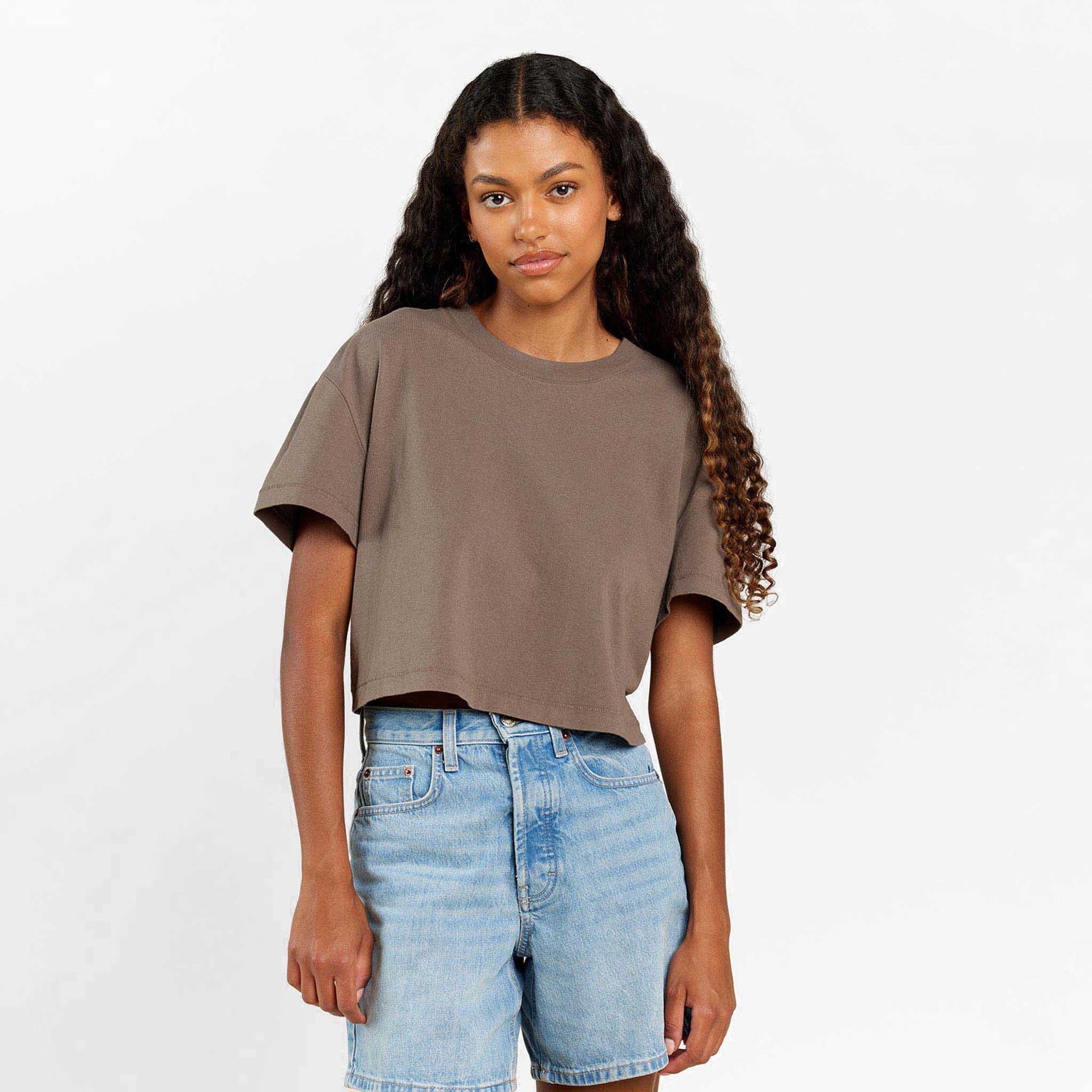 Vintage Cotton Cropped Tee | Mocha