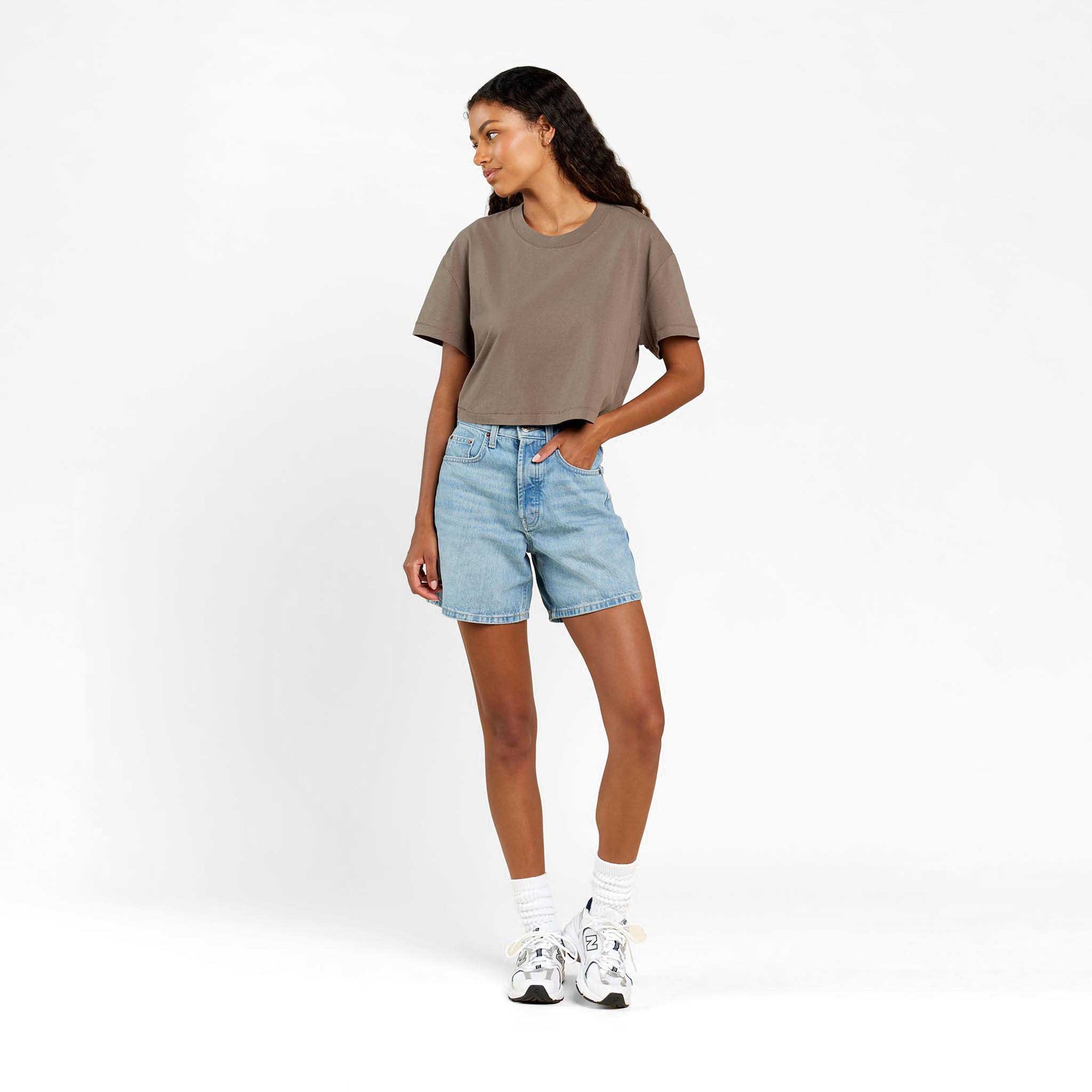 Vintage Cotton Cropped Tee | Mocha