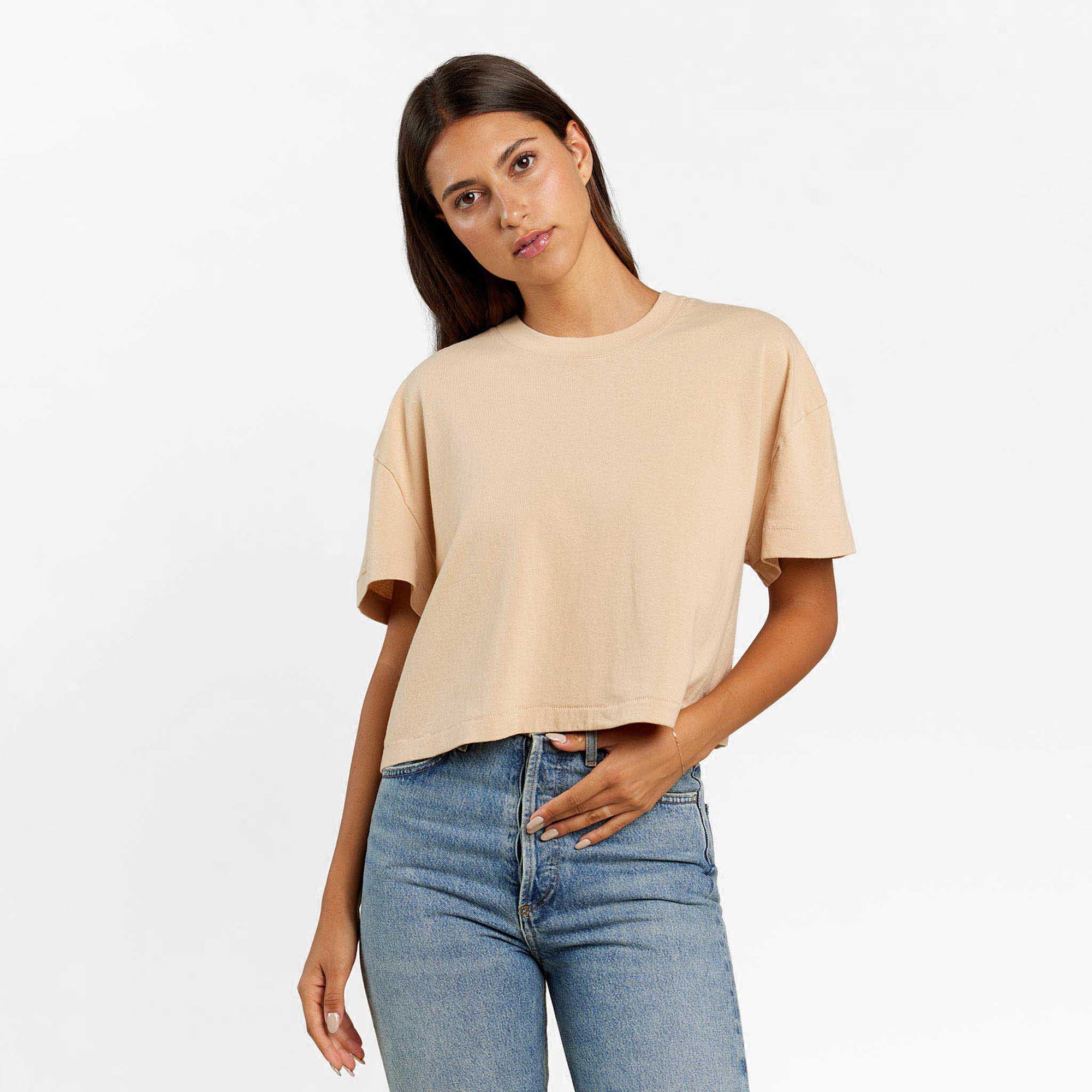 Vintage Cotton Cropped Tee | Oat