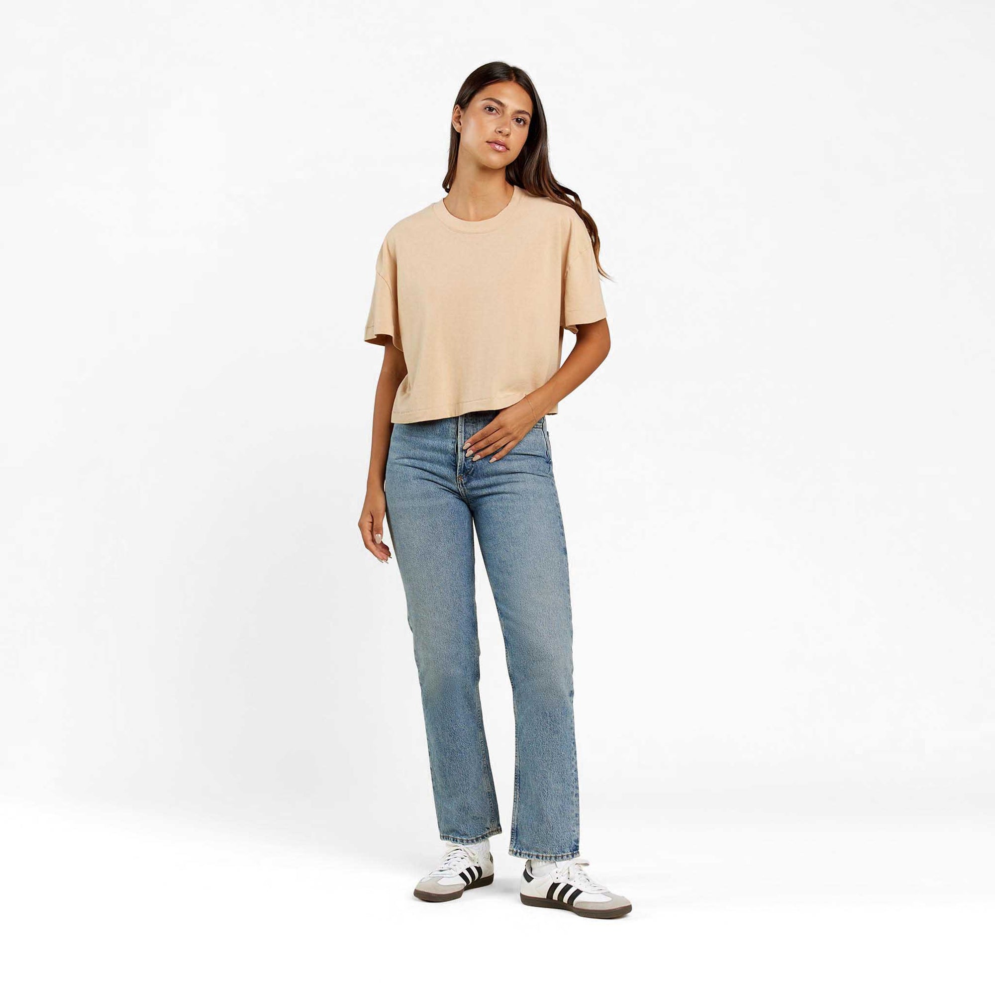 Vintage Cotton Cropped Tee | Oat