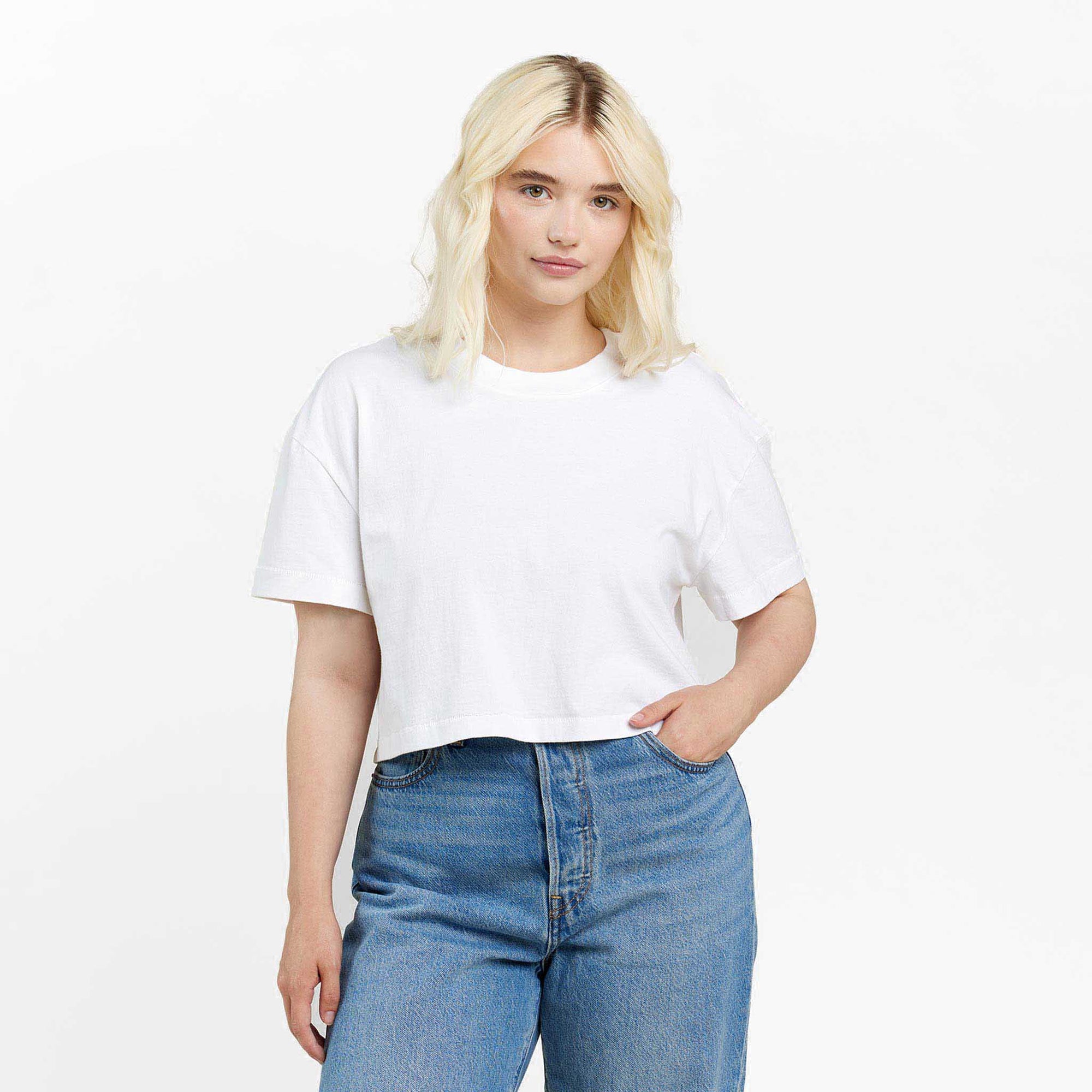 Vintage Cotton Cropped Tee | White