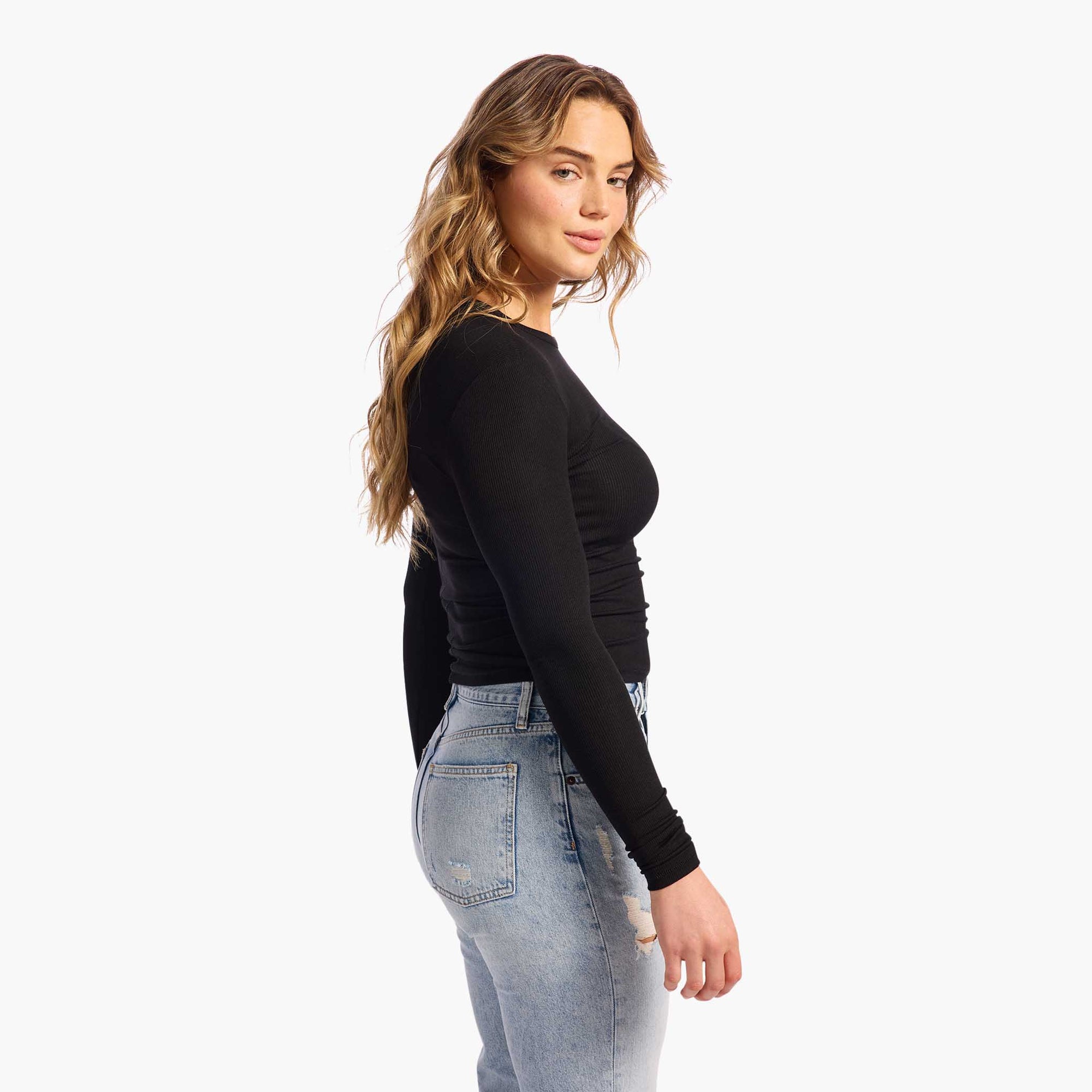 Slinky Rib Long Sleeve Shirt