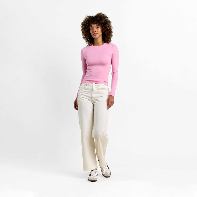 Slinky Rib Long Sleeve Shirt | Bubblegum Pink