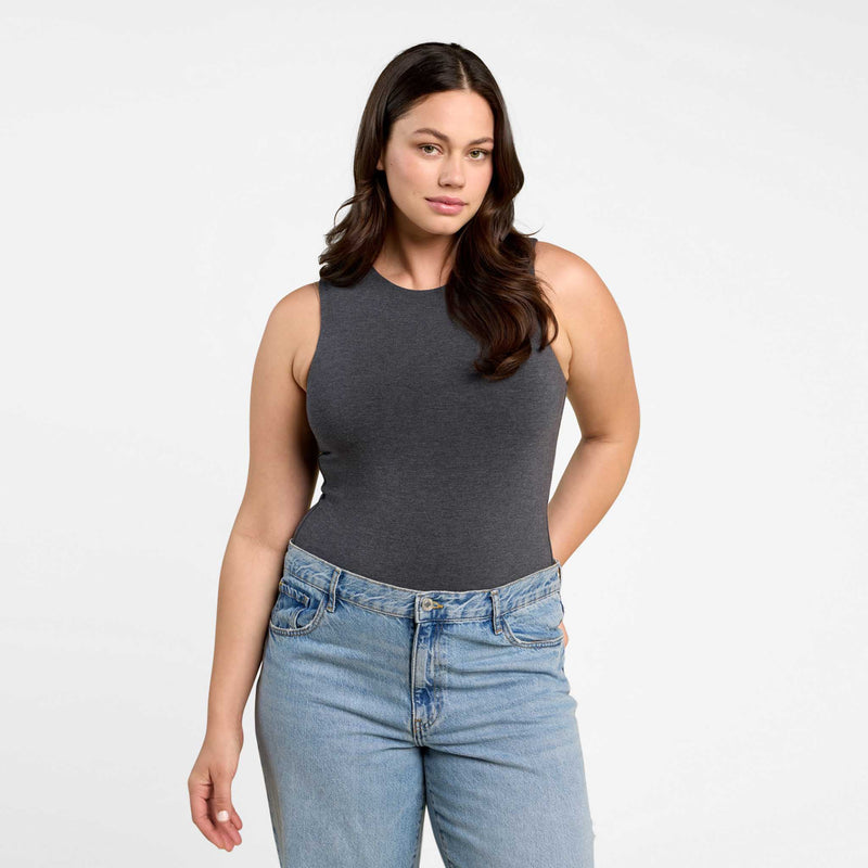 Cotton Stretch Classic Crewneck Tank Bodysuit