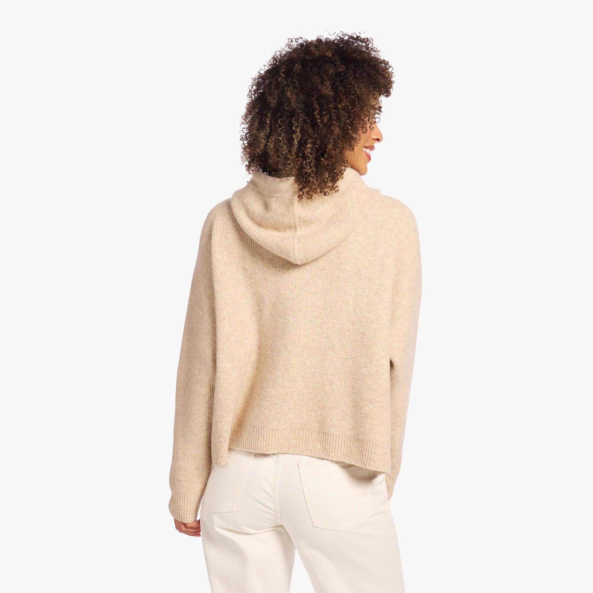 Cozy Knit Ribbed Sweater Hoodie