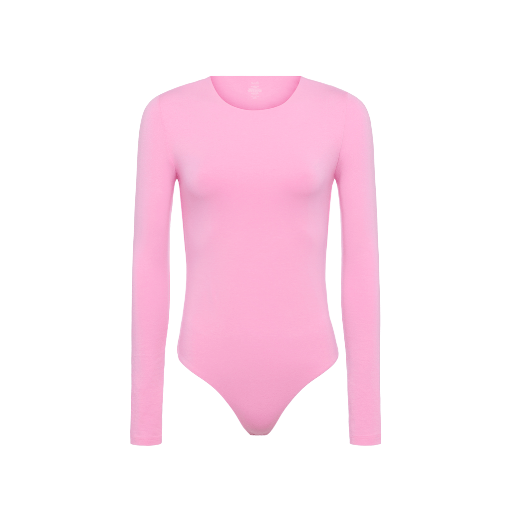 Cotton Stretch Long Sleeve Crewneck Bodysuit