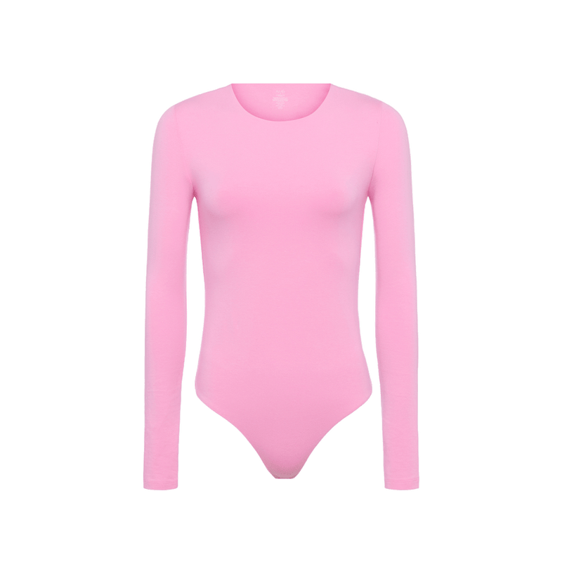 Cotton Stretch Long Sleeve Crewneck Bodysuit